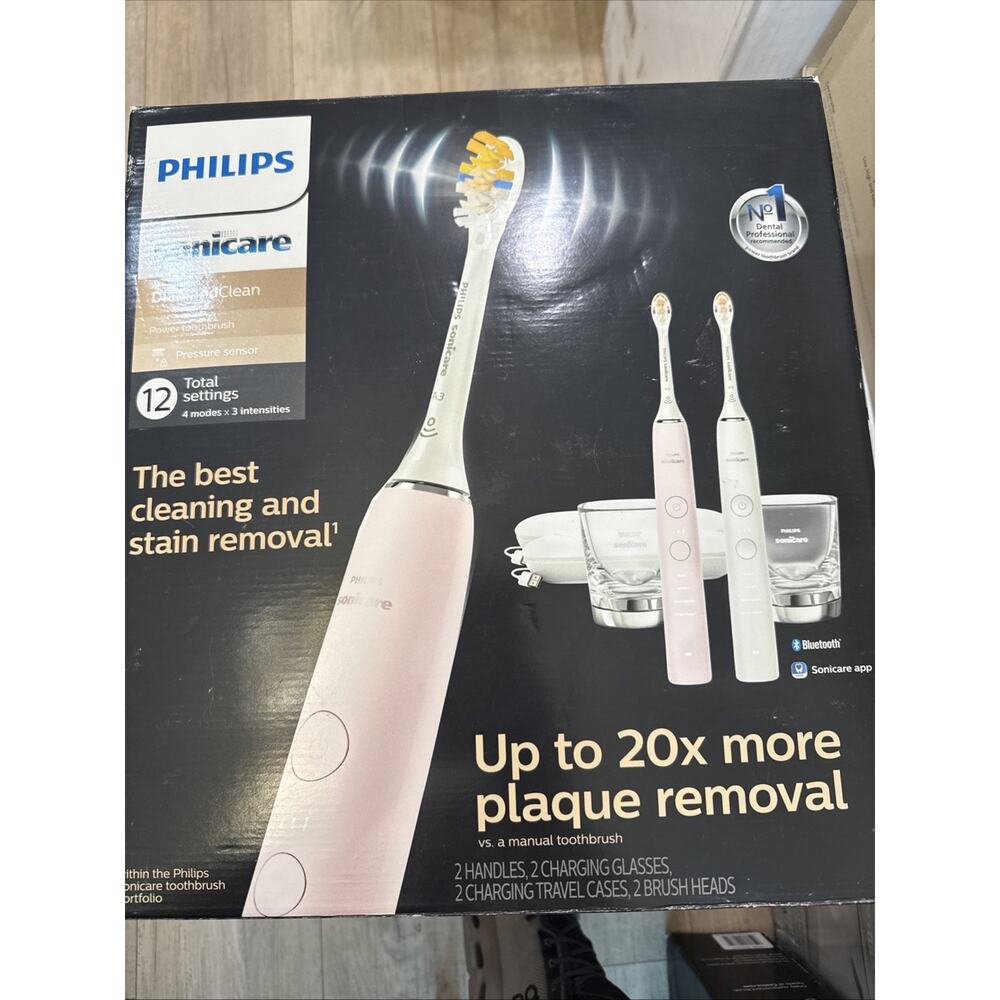 Philips Sonicare DiamondClean Sonic Toothbrush HX9912/99 2 Sets - Pink/White NEW